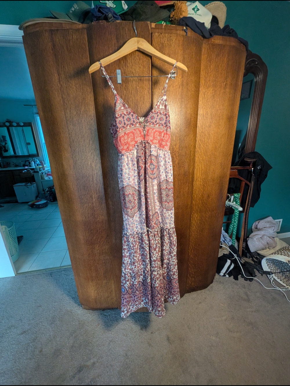 Japna Boho Paisley Maxi Dress | Small | Adjustable Straps | Festival Cottagecore